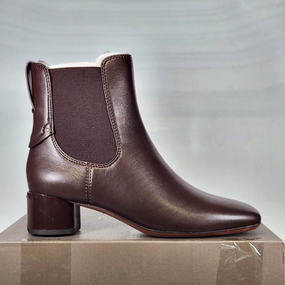 Franco Sarto Nellie Bootie Women Size 6 Dark Brown Square Toe Block Heel Zipper